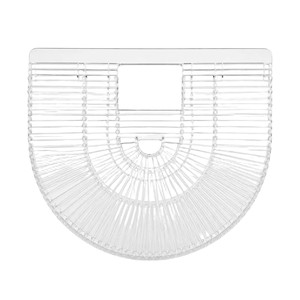 Women Acrylic Fan-Shaped <b>Clutch</b> Hollow Slatted Half Moon Hard Case Handbag for <b>Wedding</b> Cocktail Party - Product Image 2