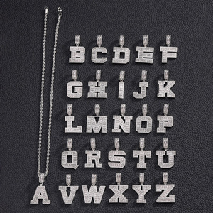 Hot Bán Tùy Chỉnh Ban Đầu Tên Thư Brass CZ Baguette Mặt Dây Chuyền Vòng Cổ Trang <span class=keywords><strong>S</strong></span>ức Ngọc Trai Cho Phụ Nữ Và Nam Giới Cho Các Bên - Product Image 4