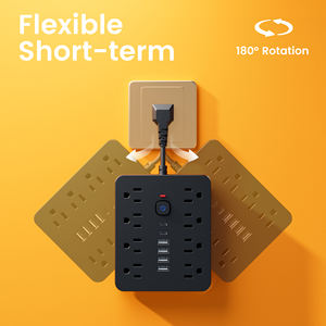 Yangına Dayanıklı ve Aşırı Yük Korumalı Priz, 8 AC + 6 USB Şarj İstasyonu, Döner Fişli, Ev ve Seyahat İçin Kompakt Tasarım - Product Image 5