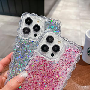Colle brillante nouvelle coque de téléphone pour Iphone15 Pro <span class=keywords><strong>Max</strong></span> 13 14 pro paillettes poudre motif ondulé antichute pour Iphone 15 Plus étui - Product Image 4