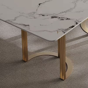 Mesa de comedor de gama alta de lujo ligera, moderna, sencilla, pequeña, para el hogar, placa de roca, mesa de comedor Rectangular, - Product Image 5