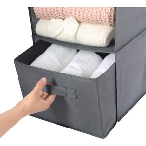 Organisateur de placard suspendu à 4 étagères, 33x15x85cm, pliable avec poches latérales pour le rangement des vêtements de chambre à coucher, gris - Product Image 5