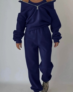 Conjunto de Moletom Feminino de Duas Peças Personalizado com Logotipo para Atacado - Roupa Esportiva Casual Grossa e Quente para Outono/Inverno, Loungewear e Streetwear - Product Image 6