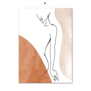 Peinture décorative abstraite, <span class=keywords><strong>visage</strong></span> et corps de <span class=keywords><strong>femme</strong></span>, art <span class=keywords><strong>moderne</strong></span> minimaliste sans cadre, toile suspendue pour salon, chambre à coucher, mur - Product Image 4