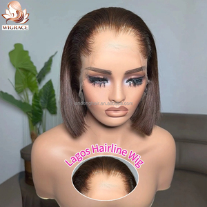 วิกผมบ๊อบสั้นทรง M สีน้ำตาล แบบไร้รอยต่อ ผมเวอร์จินแท้เวียดนาม เรมี่  13x4  แบบไม่ต้องใช้กาว  พร้อมเชือกผูกผมด้านหน้าแบบ HD  ทรงตรงธรรมชาติ - Product Image 1