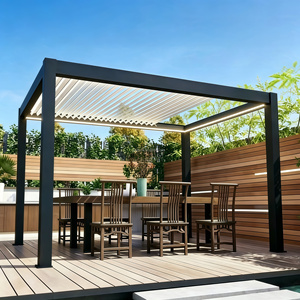 Pergola bioclimatique semi-circulaire pour balcon, terrasse, piscine, auvent pare-soleil, pavillon extérieur pour repas en plein air - Product Image 1