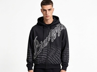 Sweat à capuche zippé noir délavé pour homme, imprimé graphique dégradé inspiré du luxe, en coton épais, style streetwear