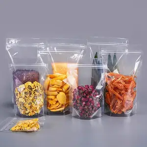 Atacado Plástico Transparente Stand Up Malote Sacos Com Claro Material Matte Resealable Zip Lock Saco De Embalagem De Alimentos