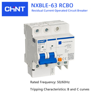 Disjoncteur différentiel CHINT NXBLE-63 RCBO 1P+N 2P 3P+N 4P 6kA 6A-63A Protection contre les fuites MCB IEC61009-1