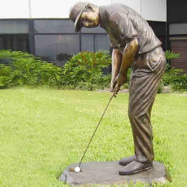 Açık dekoratif yaşam gibi erkek heykel bronz Golf heykel döküm bronz heykeli