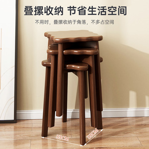 Solid <b>Wood</b> <b>Stool</b> Stackable Round Home Use Chinese Style Low <b>Stool</b> - Product Image 3
