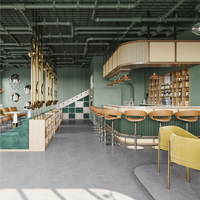 Projet de mobilier de bar et bistro de style industriel pour restaurant de luxe, design d'intérieur, sièges en cuir sur mesure