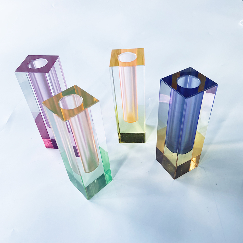 Geometric Shape Red Acrylic Circle Vase