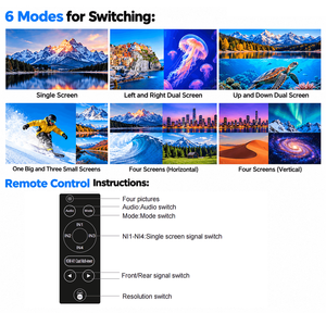 Commutateur multiviewer 4x1 HDMI 4K, commutateur sans coupure, écran partagé 1080P, 4 entrées 1 sortie pour caméra, PC, téléviseur, moniteur - Product Image 2