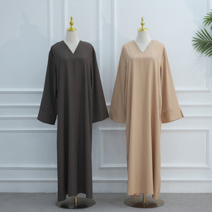 Nouvelle Abaya Fermée 2026 – Robe Musulmane Rayée Tendance de Dubaï pour le Ramadan et l'Aïd, Idéale au Quotidien |   Vêtements islamiques élégants pour femmes - Product Image 4