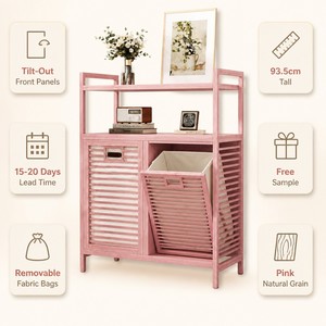 Cesto Portabiancheria Cedar Space con Scomparti, 2 Sacchi Rimovibili per la Separazione della Biancheria e Ripiano Superiore per Camera da Letto - Product Image 1
