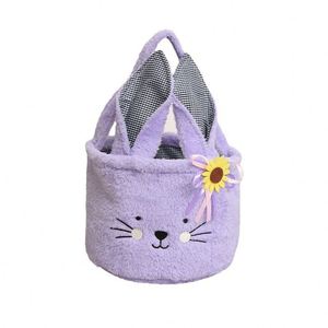 Cesta de Almacenamiento para Dulces de Conejito de Pascua, Diseño de Dibujos Animados de Estilo Chino, Suave y Elástica, para Decoraciones Navideñas Infantiles - Product Image 1