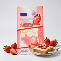 Sachet scellé huit côtés personnalisable en PET/PE, imprimé en héliogravure, emballage carton anti-humidité pour fraises, pain de mie, snacks et aliments.