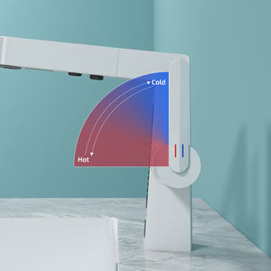 2024 <span class=keywords><strong>Tiktok</strong></span> nouvellement luxe affichage numérique Led laiton métal lavabo robinet 360 température chaud froid salle de bain robinet thermostatique - Product Image 3