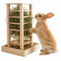Mangeoire à foin en bois 24,6x36,5 cm avec crochets, support suspendu pour herbe, pour lapin, cochon d'Inde, cage ou enclos