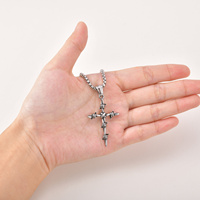 Collier croix en fil barbelé en acier inoxydable 316L pour hommes et femmes, pendentif croix à épines vintage punk gothique, bijoux imperméables, cadeau