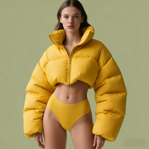 Giacca Invernale Corta da <span class=keywords><strong>Donna</strong></span> Puffer Imbottita in Morbido Softshell, di Lusso e Alta Qualità, 800FP, Moda Outdoor - Product Image 6