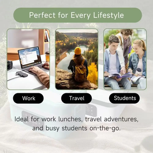 Herrfilk Tự Sưởi Ấm Hộp Ăn Trưa Thời gian Cách Nhiệt Xách Tay Không Dây <span class=keywords><strong>USB</strong></span> Có Thể Sạc Lại Hộp Ăn Trưa Thực Phẩm Ấm Hơn Điện Hộp Ăn Trưa - Product Image 5