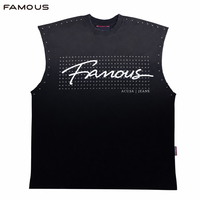 Débardeur Homme Personnalisé Surdimensionné Imprimé Délavé à l'Acide, Effet Vieilli avec Rivets et Détails Déchirés, Style Hip Hop Streetwear Sans Manches pour l'Été, OEM