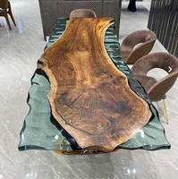 MOREDESIGN Table de café et de salle à manger en bois de noyer massif avec résine époxy, style rivière, vente chaude directe usine
