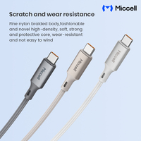 Kabel USB Type C Grosir Miccell 240W, Kabel Type C ke Type C, Kabel Pengisian Daya Super Cepat, Kabel Data untuk Ponsel dan Laptop
