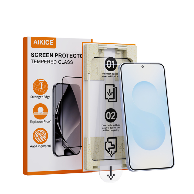 Biodegradable 9H Clear Tempered Glass Screen Protector Installation Kit Easy Applicator for Samsung A36 A56 Mobile Phones