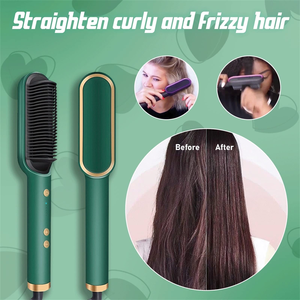 Plancha de Pelo Eléctrica Profesional Titok 2 en 1 con Cerámica para Alisar la Barba y el Cabello, Cepillo Alisador - Product Image 3