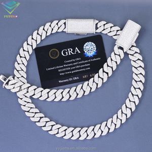 Cadena Cubana de Plata de Ley 925 con Incrustaciones de Diamantes de Imitación Moissanite de 15 mm, Estilo Hip Hop, para Hombre - Product Image 2