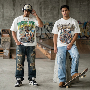 Camisetas Gráficas Vintage de Bajo Costo para Hombre, 100% Algodón, Estilo Oversize, Lavado Ácido, Streetwear, Impresión de Logotipo Personalizado - Product Image 2