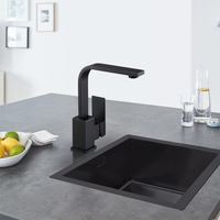 Robinet de Bar à poignée unique en acier inoxydable, Arc élevé, mélangeur d'eau chaude et froide, robinet de lavabo de salle de bains, robinet de cuisine noir
