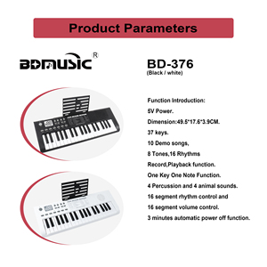 Jouet de piano éducatif pour enfants, clavier de piano électronique portable en plastique à 37 touches pour enfants, 10 chansons de démonstration - Product Image 5