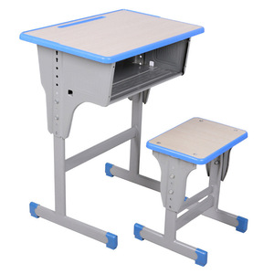 Itsuken Furniture Student <b>Desk</b> And Chair <b>Set</b> Metal Blue Edge Gray Top School <b>Desk</b> For Primary Secondary Students - Product Image 1