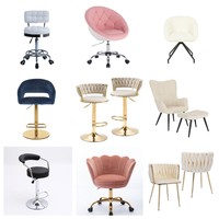 Tabouret de bar moderne en velours avec dossier, tabouret pivotant à hauteur de comptoir pour îlot de cuisine, restaurant et café