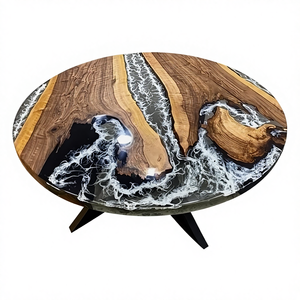 Mesa de Comedor de Diseño Artístico de Resina Hecha a Mano Moderna y de Lujo, Mesa de Centro Impermeable para Sala de Estar para Celebración de Aniversario de Bodas - Product Image 1