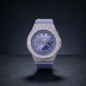 Reloj de Lujo para Mujer, Analógico-Digital, Cristal, Resistente al Agua 10 Bar, Correa Lavanda con Efecto Bruma Púrpura, Bisel con Diamantes Esmerilados, 42mm, Acero Inoxidable - Product Image 3
