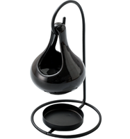 Bougeoir en céramique noire avec support brûleur à huile essentielle pour huile parfumée cire fondre plus chaud brûleur diffuseur décor de bureau