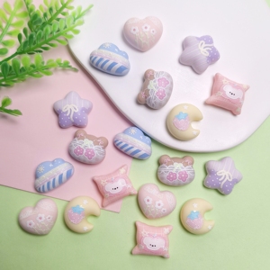 100 pièces de cabochons en résine à dos plat, motifs étoile, cœur, <span class=keywords><strong>lune</strong></span>, nuages, style Kawaii, pour scrapbooking, artisanat, bricolage et accessoires de coiffure - Product Image 3