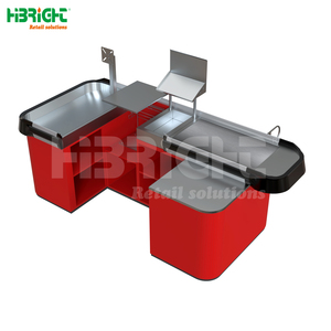 Comptoirs de caisse modernes et durables Highbright HBE-CC-38 de couleur rouge avec dimensions personnalisables pour une utilisation en supermarché, fabriqués en Chine - Product Image 1