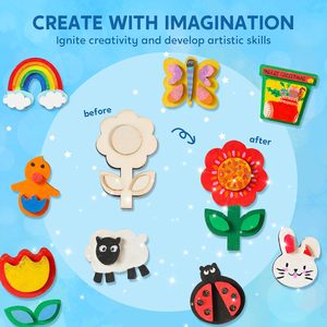 Selling 12 Wooden Magnet <b>Painting</b> Kits Creative Art Handicrafts for <b>Kids</b> to Decorate Their Own Easter Birthday Presents - Product Image 5