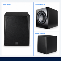 Subwoofer actif 400W, woofer 12 pouces, sensibilité 92dB, 25Hz-500Hz, entrée/sortie stéréo, système audio professionnel pour basses