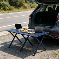 Table de camping pliable légère en acier au carbone épaissi, portable, pour l'extérieur, les voyages en voiture, table de camping pliable