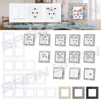 Mejor venta DIY Multi-gang Hotel/Motel estándar europeo estilo alemán panel de toma de corriente 250V enchufes de pared integrados e interruptor