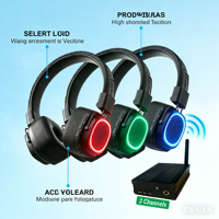 Casque Silent Disco 3 Canaux – Vente en Gros – Écouteurs Intelligents Portables Circum-auriculaires Multicolores pour Fêtes avec Émetteur