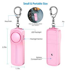 Alarma de Emergencia Personal con Luz LED, 130dB, Antipánico, para Mujer, en Empaque Blister, Bonitos Llaveros de Seguridad, DIY, Venta al por Mayor, 2 Pilas AAA - Product Image 4