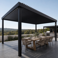 Structure d'ombrage autoportante motorisée en aluminium à lames orientables, thermolaquée, résistante aux intempéries, pour extérieur, 13 x 19 x 20 x 30 pieds